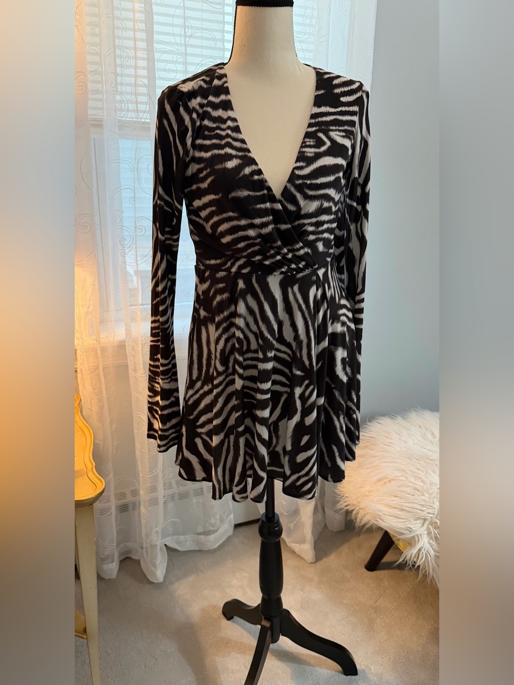Zara Black and White Zebra Print Mini Dress